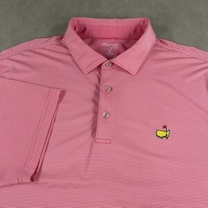 Masters Tech Augusta National Salmon Striped Performance Golf Polo Shirt Size XL